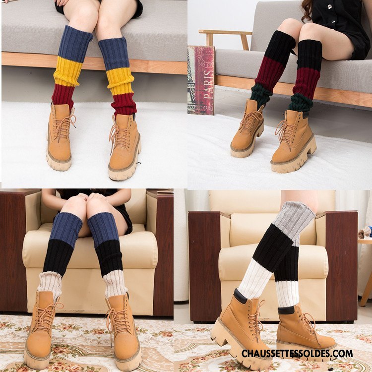 Guêtres Femme Chaussette Hiver Genouillère Dame De Laine Thermiques Couleurs Mixtes Bordeaux
