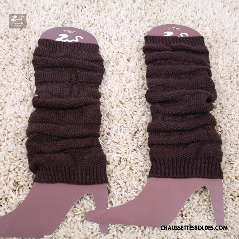 Guêtres Femme Chaussette Thermiques Hiver En Maille Marron / Brun