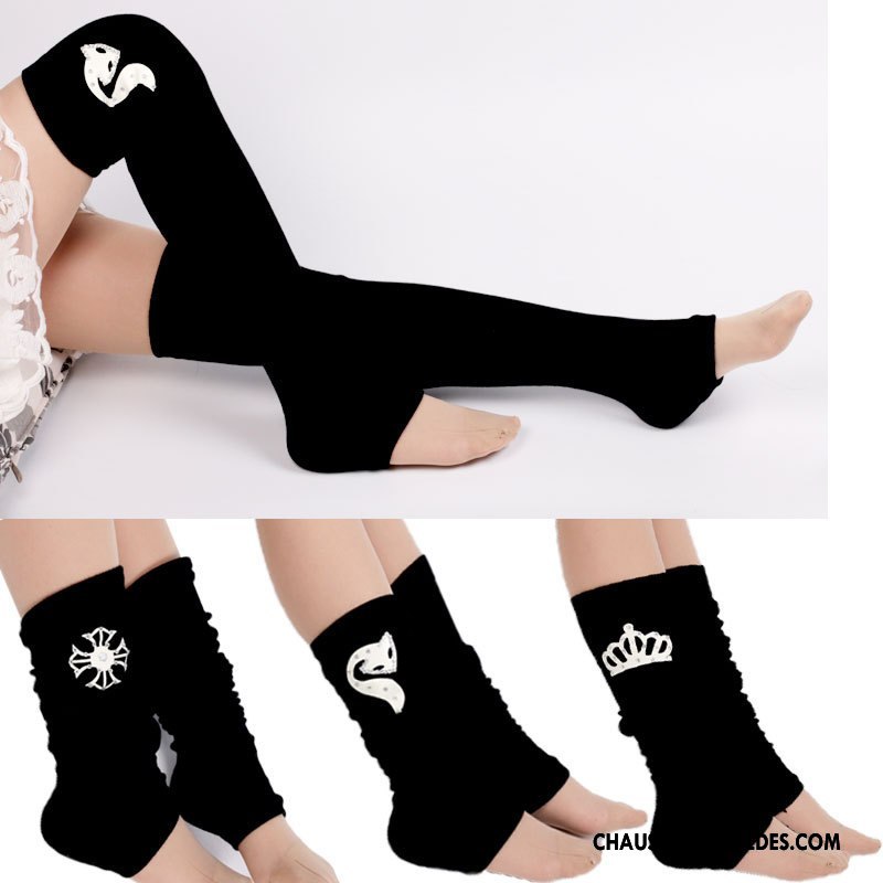 Guêtres Femme Chaussettes En Coton Long Stock Le Nouveau Mode Lumineux Noir