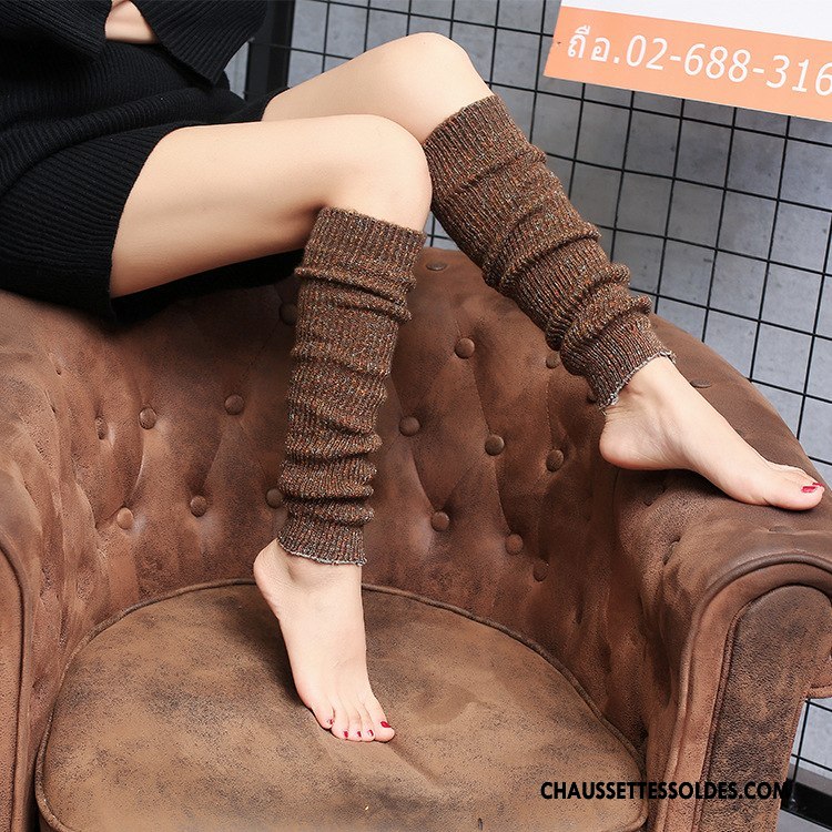 Guêtres Femme Couleur L'automne Hiver Chaussette Genouillère Thermiques Marron Multicolore