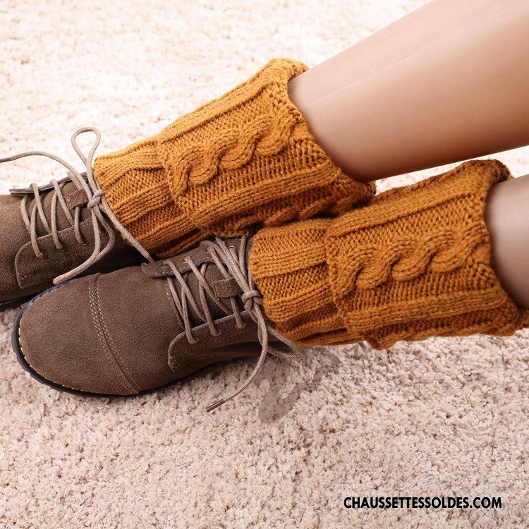 Guêtres Femme De Laine Court Chaussette L'automne Hiver Fleurs Marron / Brun