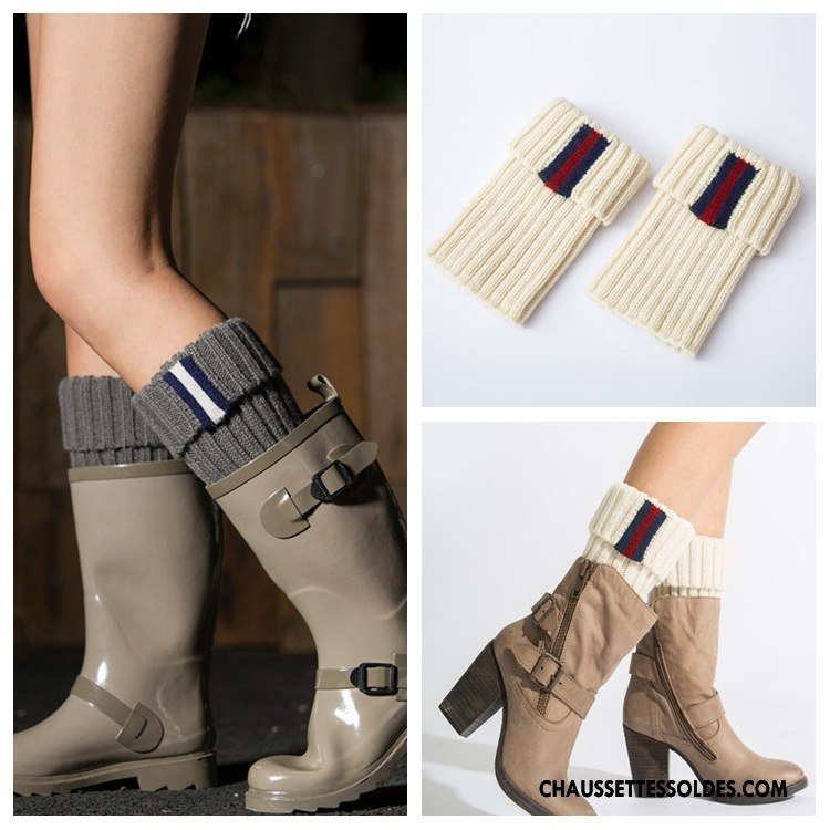 Guêtres Femme De Laine Thermiques Chaussette Le Nouveau Court En Maille Gris