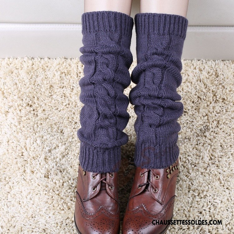 Guêtres Femme De Laine Thermiques Hiver L'automne En Maille Chaussette Bleu