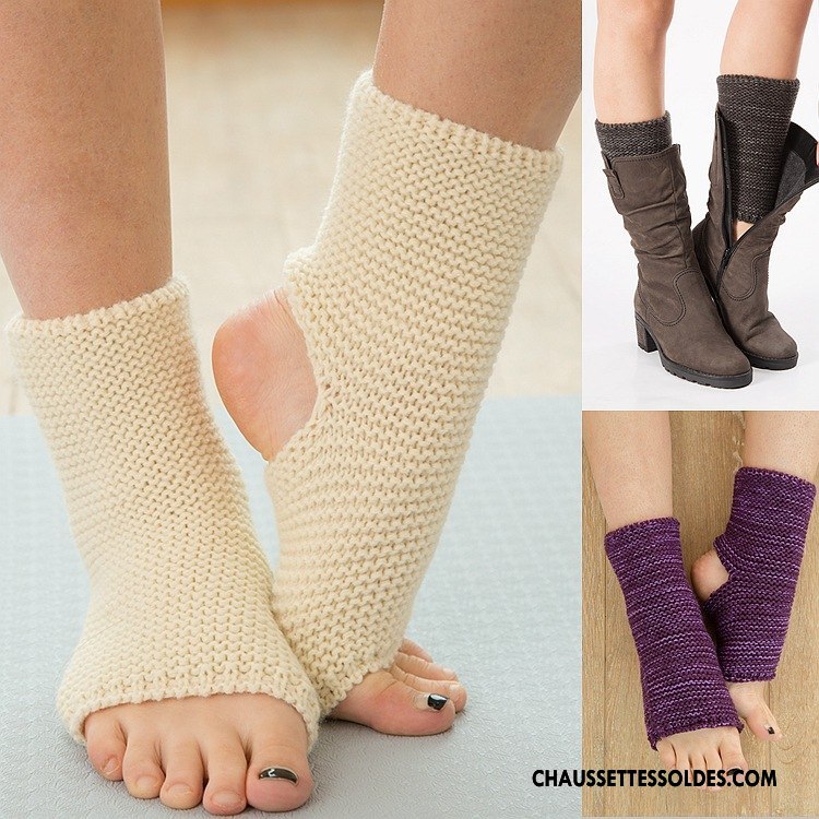 Guêtres Femme De Laine Thermiques Mouvement Yoga Danse Chaussette Violet