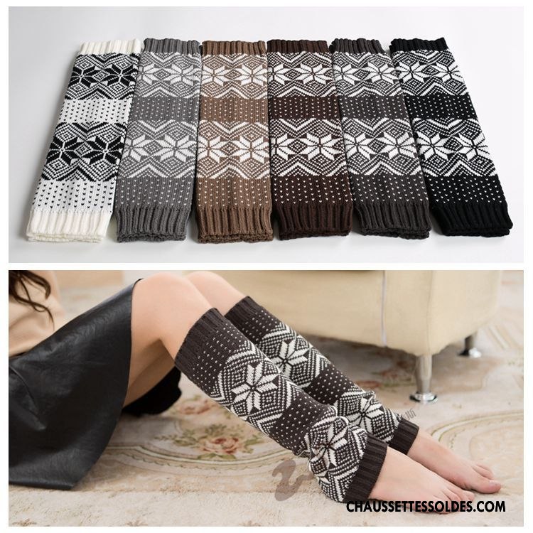 Guêtres Femme En Maille Chaussette Noël Petit De Laine Thermiques Marron / Brun