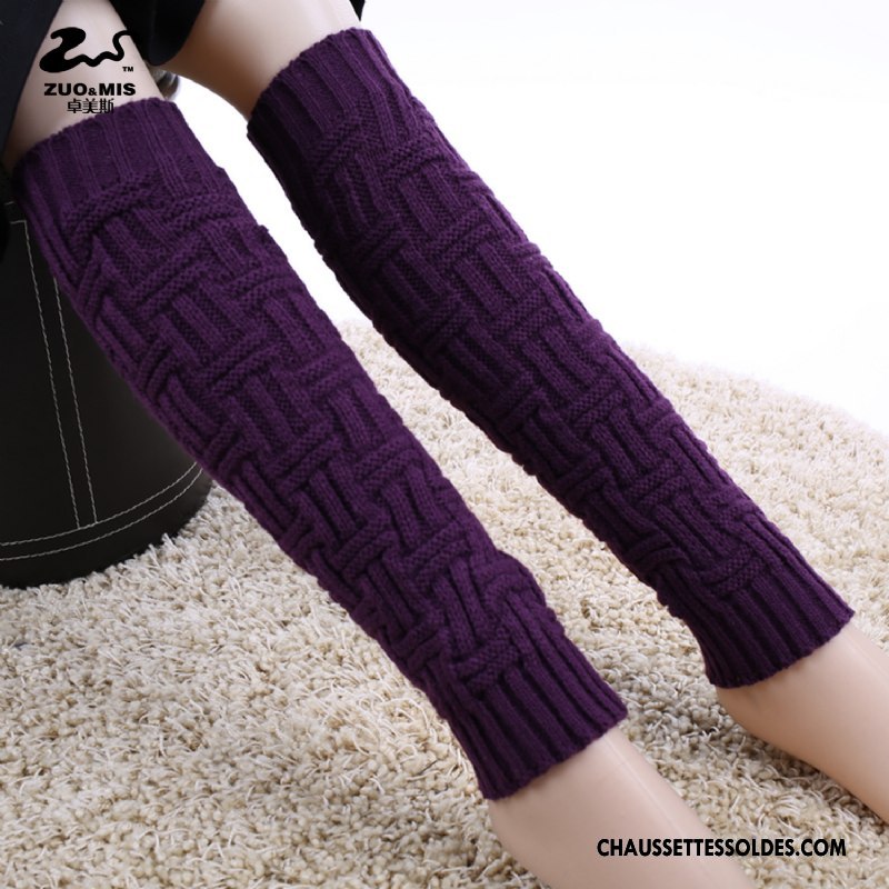 Guêtres Femme En Maille Chaussette Thermiques Hiver Violet