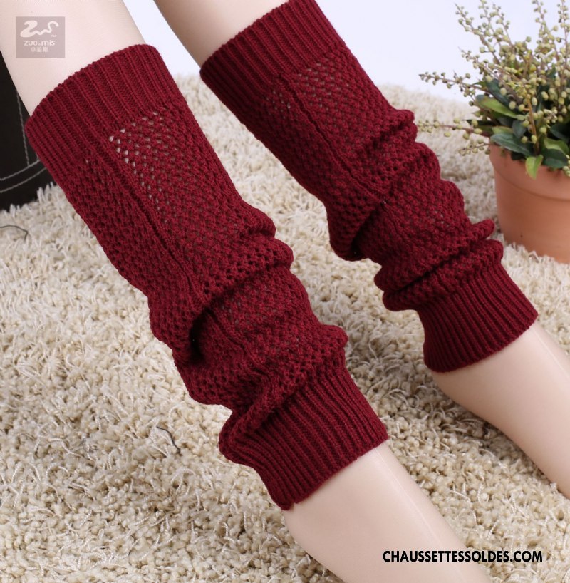 Guêtres Femme En Maille De Laine Chaussette L'automne Hiver Thermiques Bordeaux