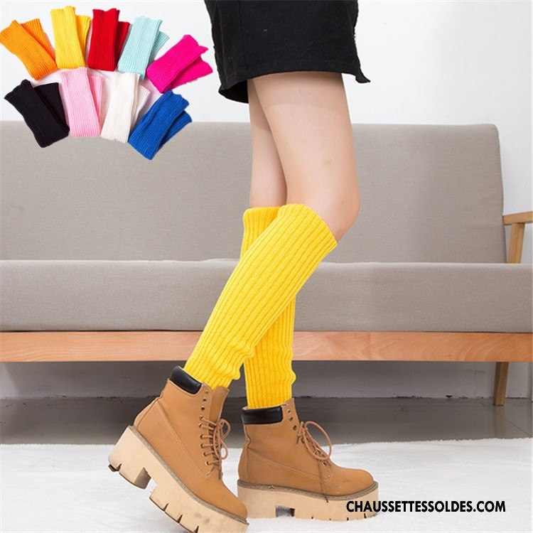 Guêtres Femme En Maille De Laine Milieu Chaussette Multicolore Jaune