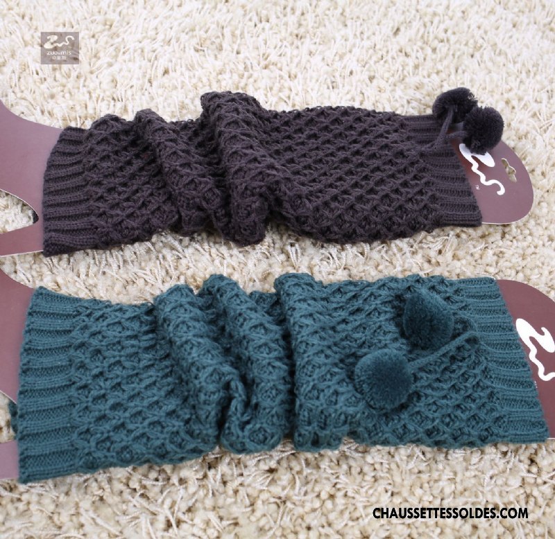 Guêtres Femme En Maille Grille Hiver L'automne Chaussette Thermiques Vert