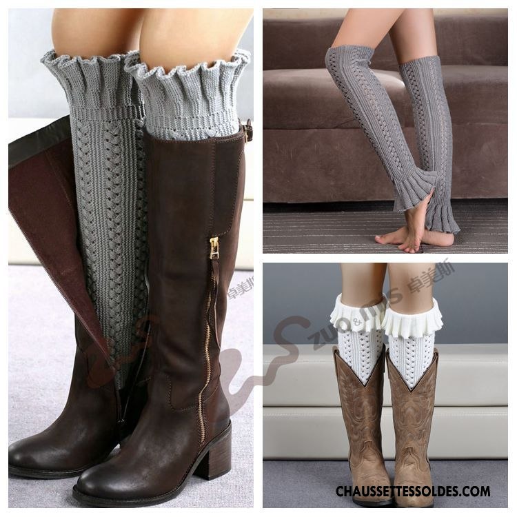 Guêtres Femme Europe Fleurs Le Nouveau Chaussette De Boîtier En Maille Gris