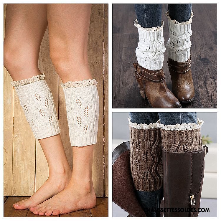 Guêtres Femme Hiver En Maille Dentelle L'automne Thermiques De Laine Marron / Brun