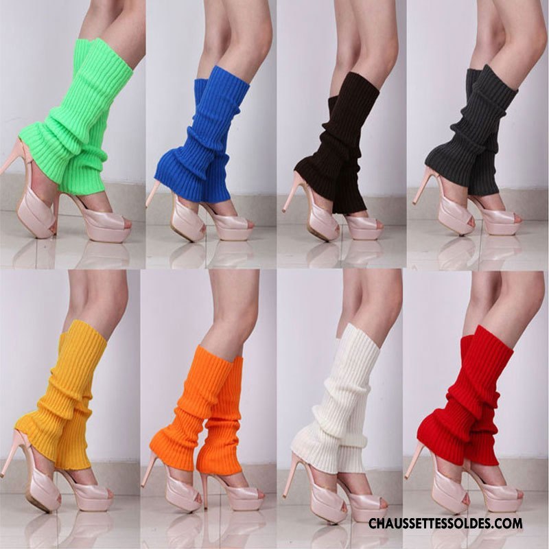 Guêtres Femme L'automne De Laine Hiver En Maille Chaussette Rayé Couleurs De Bonbons Vert