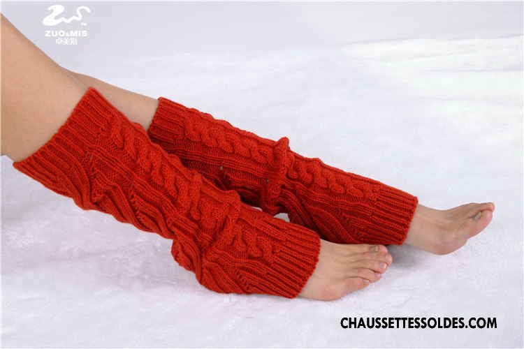 Guêtres Femme L'automne Thermiques En Maille Orange De Laine Gros Rouge