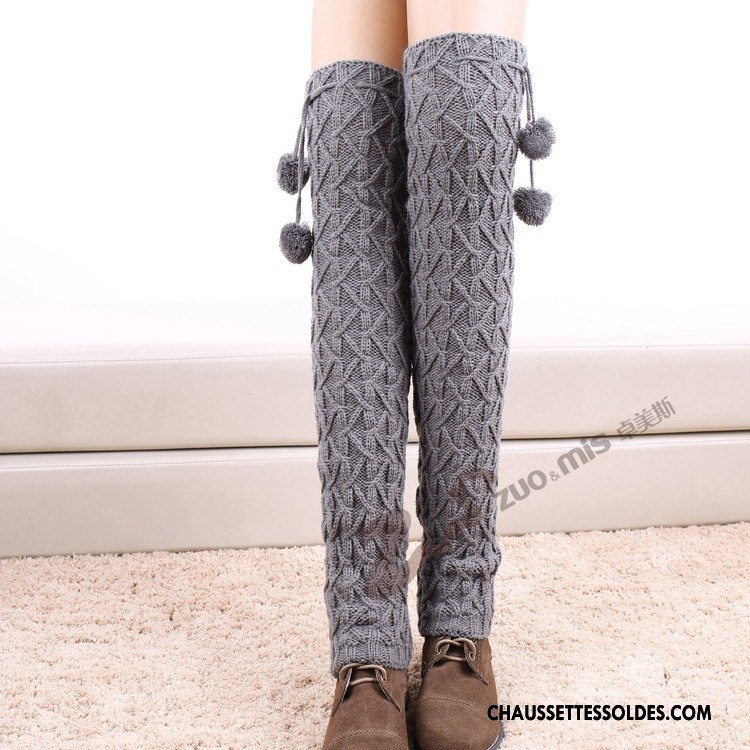 Guêtres Femme Le Nouveau Thermiques L'automne Longue Hiver En Maille Gris Clair