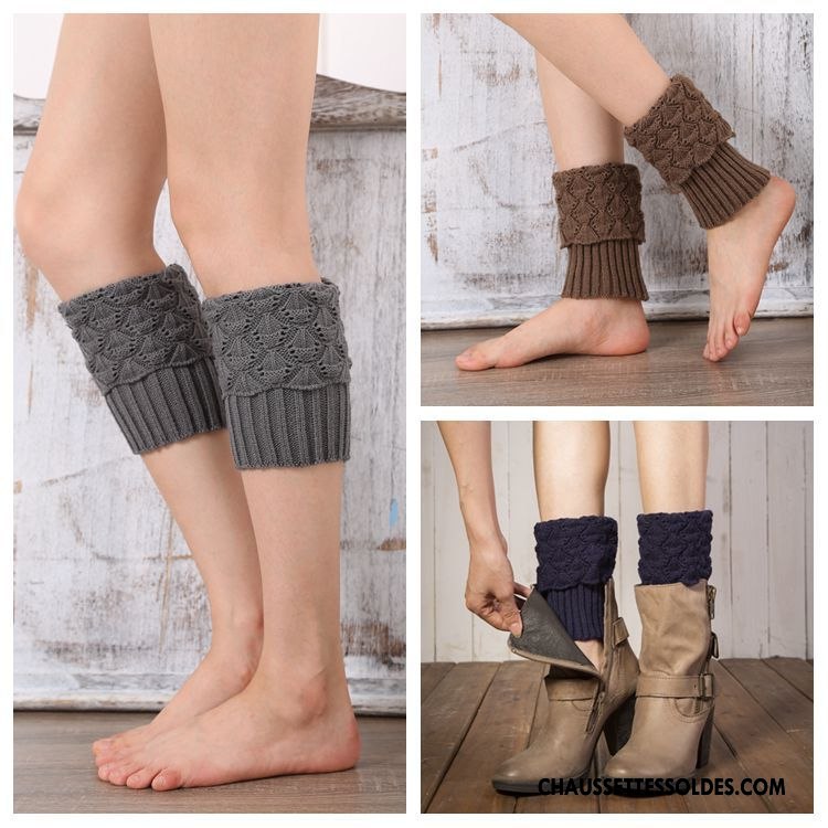 Guêtres Femme Style Chaud Chaussette Thermiques En Maille Europe De Laine Gris
