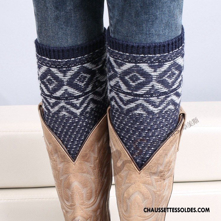 Guêtres Femme Thermiques Chaussette Fleurs Noël Le Nouveau De Laine Bleu