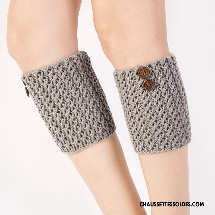 Guêtres Femme Thermiques Court En Maille Bouton Le Nouveau Twill Gris