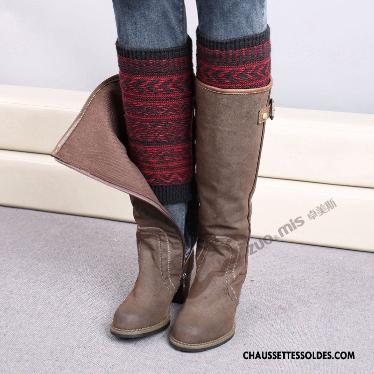 Guêtres Femme Thermiques En Maille Chaussette Noël De Laine Le Nouveau Bordeaux